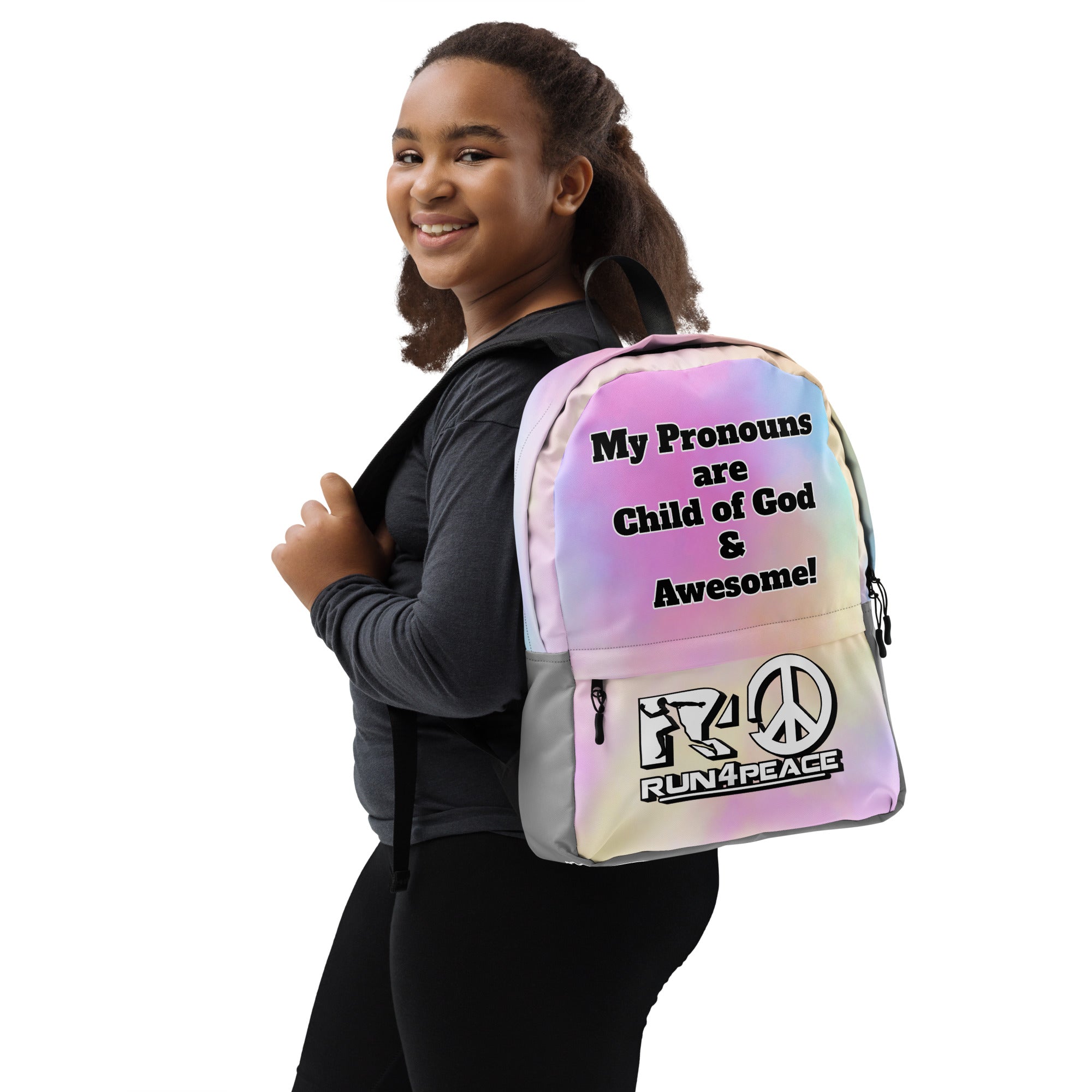 My Pronouns are ....Run4peace Clothing Backpack