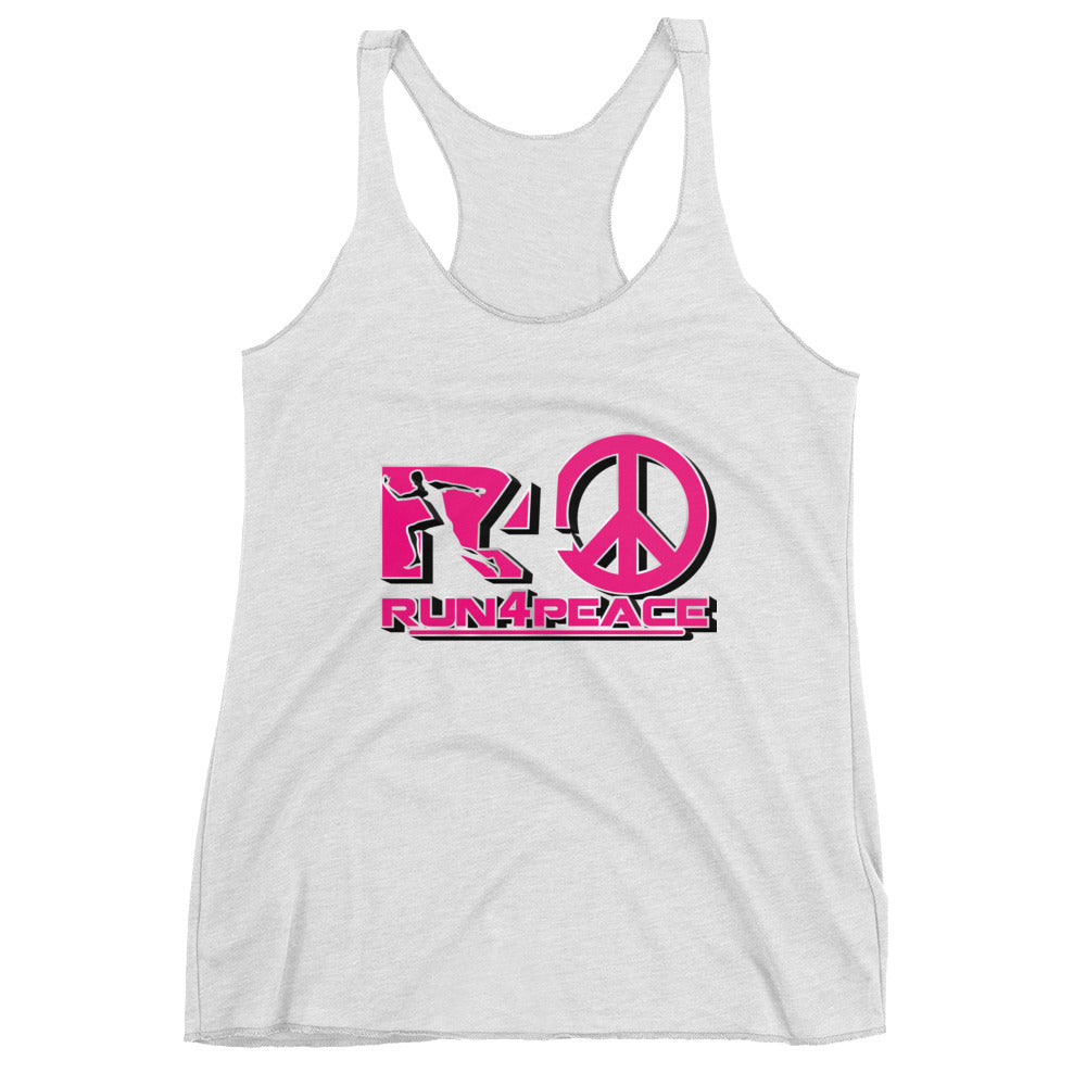 Run4peace Wht/Pink Women's Racerback Tank